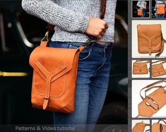 Cross body leather bag 3.3 sewing pattern and video tutorial, DIY leather bag, how to sew cross body bag
