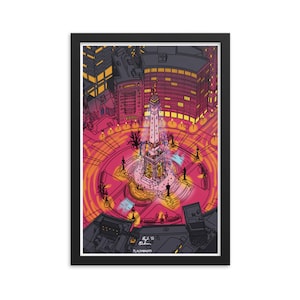Monument Circle, Holiday Edition | Indianapolis Indiana Illustration | Kunst Wand dekor Print Poster Leinwand