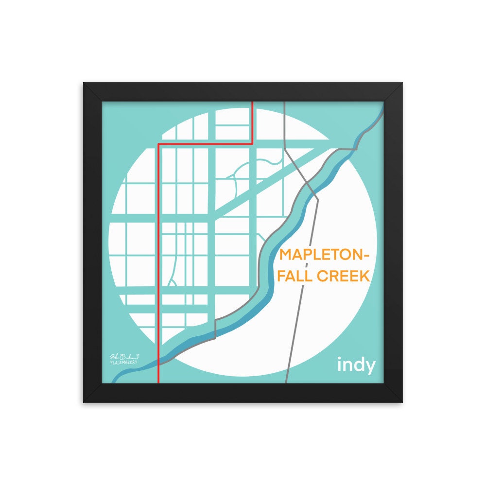 Mapleton Fall Creek Minimal Map Indianapolis Indiana Illustration Art