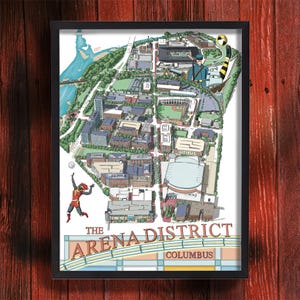 Ilustración de Columbus, Ohio, Distrito Arena, póster impreso en lienzo para decoración de pared artística