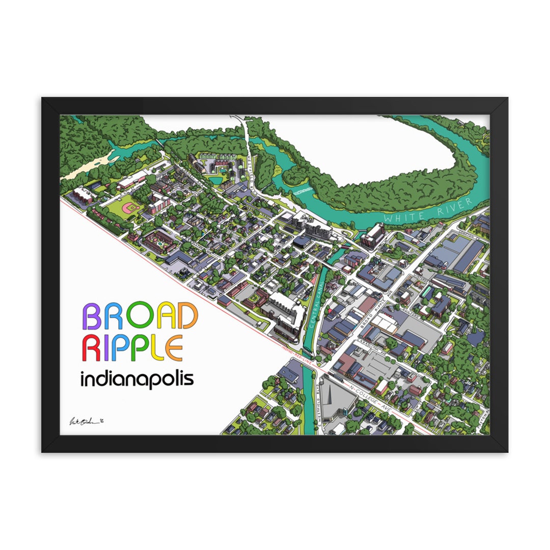 Broad Ripple Posters Broad Ripple | Indianapolis Indiana Illustration | Art Wall Decor Print ...