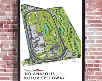 Indianapolis Motorrennbahn | Indiana Illustration | Kunst-Wand-Dekor-Druck Poster Leinwand