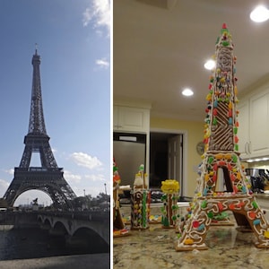 Eiffel Tower Gingerbread House Pattern Instant Download