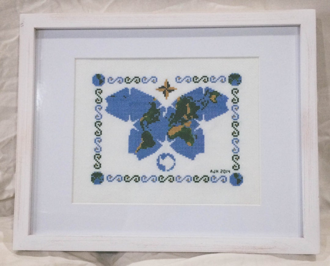 Waterman Butterfly Projection World Map Cross Stitch Pattern Etsy