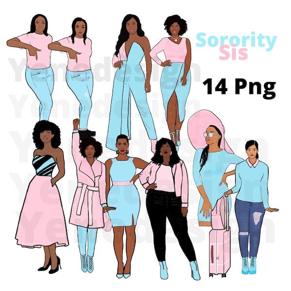 Sorority clipart, Sisterhood, Bundle, African American, Afro sorority, Black girls, Girl boss fashion, black woman, Gamma Phi delta girl