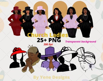 Hat Church ladies Bundle, African American,Black women png, praying, Hat Church ladies, blessed, Afro silhouette, empowered women