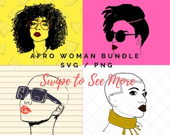 Afro svg, afro bundle, svg, afro woman, black history month, black girl svg, afro queen, beautifull girl, cut file, iron, cricut, silhouette