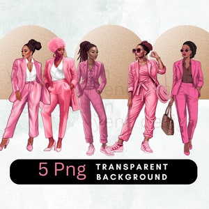 Sorority clipart, Pink Ladies, Sisterhood, Bundle, African American, Afro sorority, Black girls, Girl boss fashion, black woman