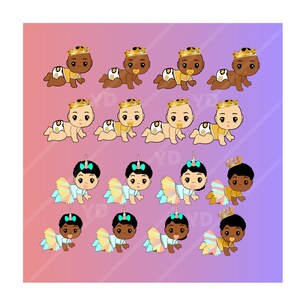 3 Bundles, Party, Baby shower decorations, PNG, African American Baby, Afro Baby Unicorn, spa, tea party, Baby princess and prince,