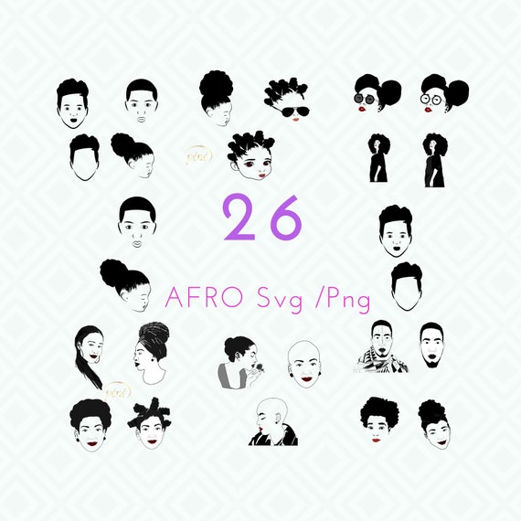 African american clipart black white svg 26 svgpng Afro | Etsy