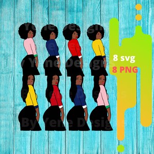 African american Svg, Png, Afro lady clipart, friends, Sorority girls, stickers, Soul sisters clipart, black sororities, fashion