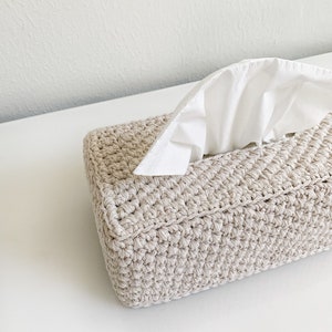 Tissue Box Cover for Flat Rectangular Boxes Crochet Pattern The CHEHOP image 4