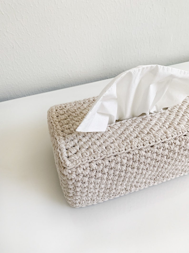 Tissue Box Cover for Flat Rectangular Boxes Crochet Pattern The CHEHOP image 4