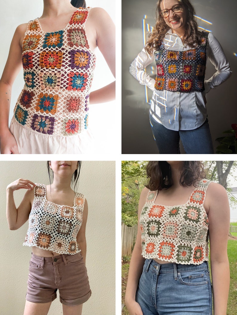 Explorer Granny Square Tank Top Crochet Pattern Made to Measure image 7
