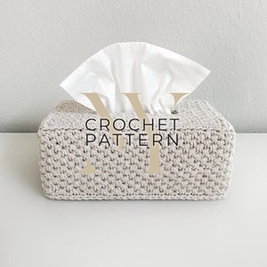Tissue Box Cover for Flat Rectangular Boxes Crochet Pattern The CHEHOP image 1