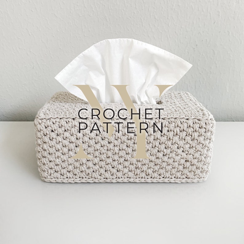 Tissue Box Cover for Flat Rectangular Boxes Crochet Pattern The CHEHOP image 1