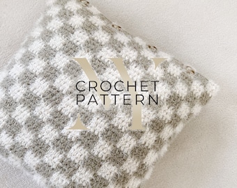 Balanced Checkered Pillow Cover ~ Easy Crochet Pattern ~ Customizable and Removable