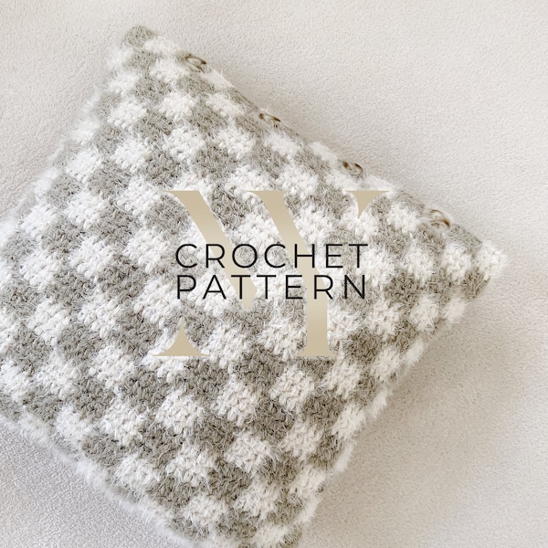 Balanced Checkered Pillow Cover ~ Easy Crochet Pattern ~ Customizable and Removable