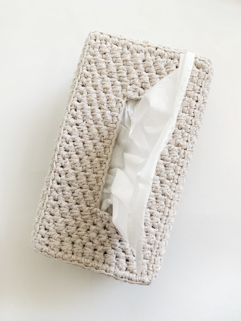 Tissue Box Cover for Flat Rectangular Boxes Crochet Pattern The CHEHOP image 3