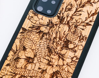 Chinese Dragon wood case for Galaxy S24/S23/S22/S21/S20/S10 | Samsung Galaxy S Ultra, Plus and FE cases