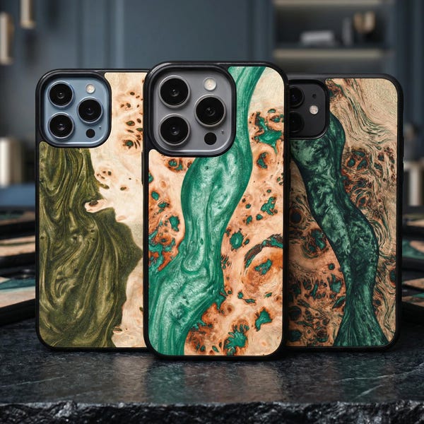Resin Real Wood iPhone Case | Magsafe upgrade | Fits 17, 16, 15, 14, 13, 12, 11, X | Pro Max, Pro, Plus