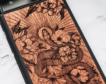 Snake Garden - wood Google Pixel case for 8 Pro, 8 | 7a, 7, 7 Pro | 6a, 6, 6 Pro | Pixel 5A 5G | Pixel 4A 5G, 4A | Pixel 4 XL | Pixel 3A XL