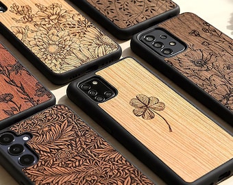 WildFlowers Wood case for Samsung A-series | Engraving Floral Art