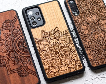 Etui pour portable mandala ethnique - bois A73, A53, A33, A23, A13 | Samsung Galaxy A72, A52, A32, A22, A12 | A71, A51, A41, A31, A21, A11