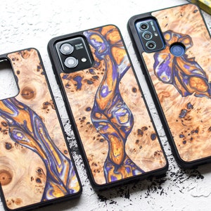Wood & Resin Motorola Case – fits Moto G Stylus 5G, Moto G14, Moto G24, Moto G34, Moto Edge Ultra, Moto G73, Moto G Play + More.