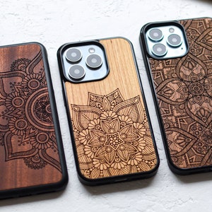 Spiritual Mandala - wood iPhone Magsafe case for 14, 13, 12, 11, X/XS | Pro max, Pro, Plus and SE versions