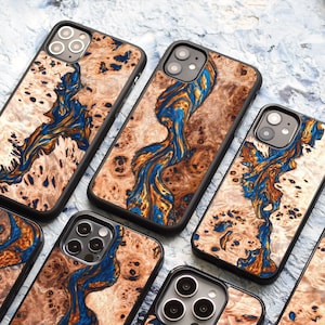 Harz + Echtholz | Case mit MagSafe Upgrade für iPhone 16, 15, 14, 14 Plus, 14 Pro Max | 13 ProMax | 12 Pro Max, 12 Mini | iPhone 11 Pro