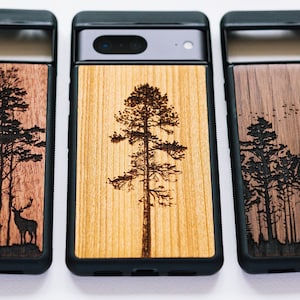 Wild Forest - real wood Google Pixel case for 8 Pro, 8 | 7a, 7, 7 Pro | 6a, 6, 6 Pro | Pixel 5, 5A 5G | Pixel 4A 5G | Pixel 4 XL | Pixel 3a