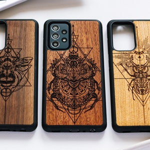 Scarabs and bee - wood A54, A34, A14 | A73, A53, A33, A23, A13 | Samsung Galaxy A72, A52, A32, A22, A12 | A71, A51, A41, A31, A21