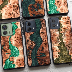 Real Wood & Resin Motorola Case – for Moto G Stylus 5G, Moto G Power, Moto G Play, Moto Edge Ultra, Moto G84, Moto G73, Moto G54 + More