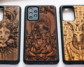 Ancient Gods - wood A55, A35, A25 | Real Wood Samsung Galaxy A series phone case - A15, A05, A54, A14, A04, A73 5G, A52 and more