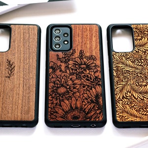 Wildflowers - Samsung A wood case | Aesthetic handmade phone case for Galaxy A55, A35, A25, A15, A05, A54, A34, A24, A23, A72, A52 and more