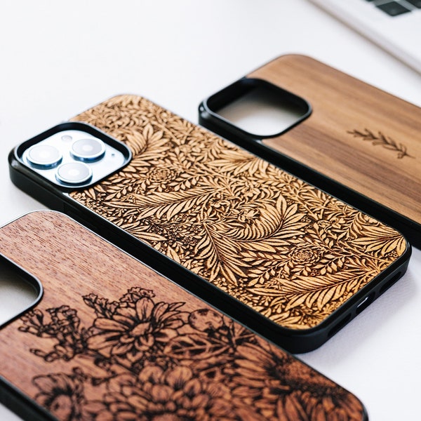 Wildflowers - wood Magsafe case for iPhone 15, 14, 13, 12, 11, X | Include Pro Max, Pro, Plus, SE and regular