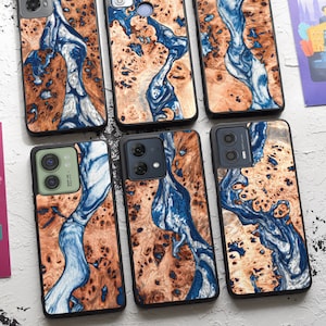 Wood & Resin Motorola Case – fits Moto G Stylus 5G, Moto G14, Moto G54, Moto G84, Moto G73, Moto G Play, Moto Edge Fusion + More