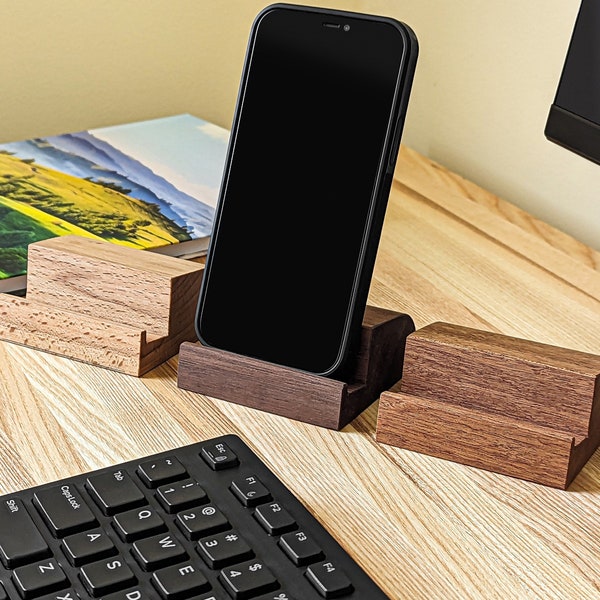 Einfacher Telefonständer aus Holz | iPhone Halter | Handyhalter | iPhone-Dock | Handyhalter aus Holz | Gadget-Halter | Büroaufsteller | iPhone Halter