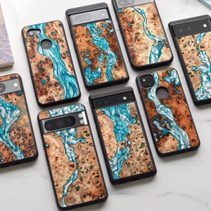 Echtholz und Epoxid Harz Google Pixel Case für Pixel 9, 9 Pro, 9 Pro XL | 8, 8 Pro, 8a | 7, 7 Pro, 7a | 6, 6 Pro, 6a und mehr