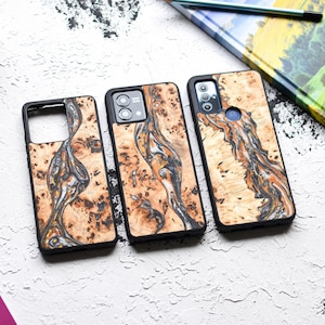 Motorola Handyhülle aus Holz & Resin - passend für Moto G Stylus 5G, Moto G14, Moto G54, Moto Edge 40, Moto G73, Moto G Play, Moto G84 + mehr.