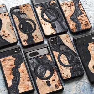 Hoesje van echt hout en hars voor Google Pixel 10, 10 Pro, 10 Pro XL | 9, 9 Pro, 9 Pro XL | 8, 8 Pro, 8a | 7, 7 Pro, 7a | 6, 6 Pro, 6a | 5, 5A 5G
