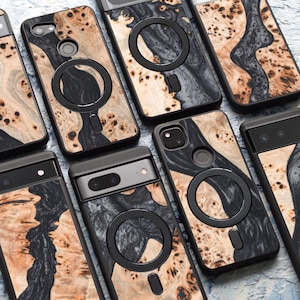 Real Wood + Resin Case for Google Pixel 10, 10 Pro, 10 Pro XL | 9, 9 Pro, 9 Pro XL | 8, 8 Pro, 8a | 7, 7 Pro, 7a | 6, 6 Pro, 6a | 5, 5A 5G