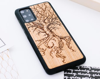Baum des Lebens - Echtholzhülle passend für Samsung S25, S24, S23, S22, S21, S20 | Galaxy S Ultra, Plus und FE