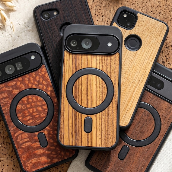 Handmade Real Wood Google Pixel Case | Natural Grain Protection | Fits Pixel 10, 9, 8, 7, 6, 5