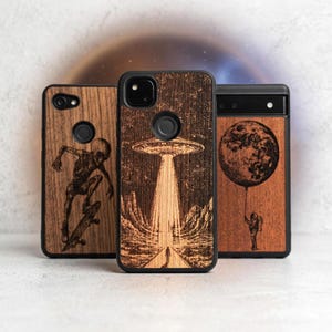 Real Engraved Wood Case for Google Pixel 10, 10 Pro, 10 Pro XL | 9, 9 Pro, 9 Pro XL | 8, 8 Pro | 7, 7 Pro | 6, 6 Pro | 5, 5A 5G | Fold