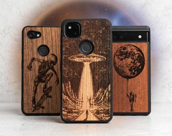 Real Engraved Wood Case for Pixel 11, 11 Pro XL | 10, 10 Pro XL | 9, 9 Pro XL | 8, 8 Pro | 7, 7 Pro | 6, 6 Pro | 5, 5A 5G | Fold