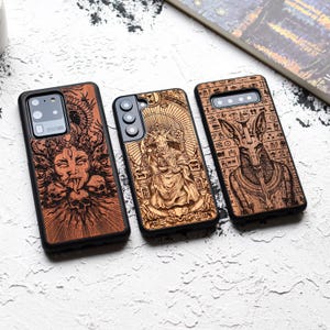 Gothic Baphomet - wood case for S25, S24, S23, S22, S21, S20, S10 | Samsung Galaxy S23 Ultra wood case