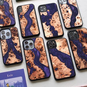 Real Wood + Resin | iPhone 16, 15, 14, 13, 12, 11, XS, X, 8, 7 case | Magsafe upgrade | Pro max, Pro, Plus, mini | Unique, Protective