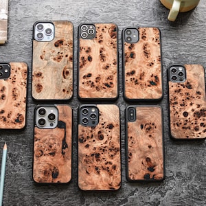 Real Burl Wood case | Compatiable with iPhone 17, 16, 15, 14, 13, 12, 11, X, XS | Magsafe upgrade available | Pro max, Plus, Pro, mini, SE